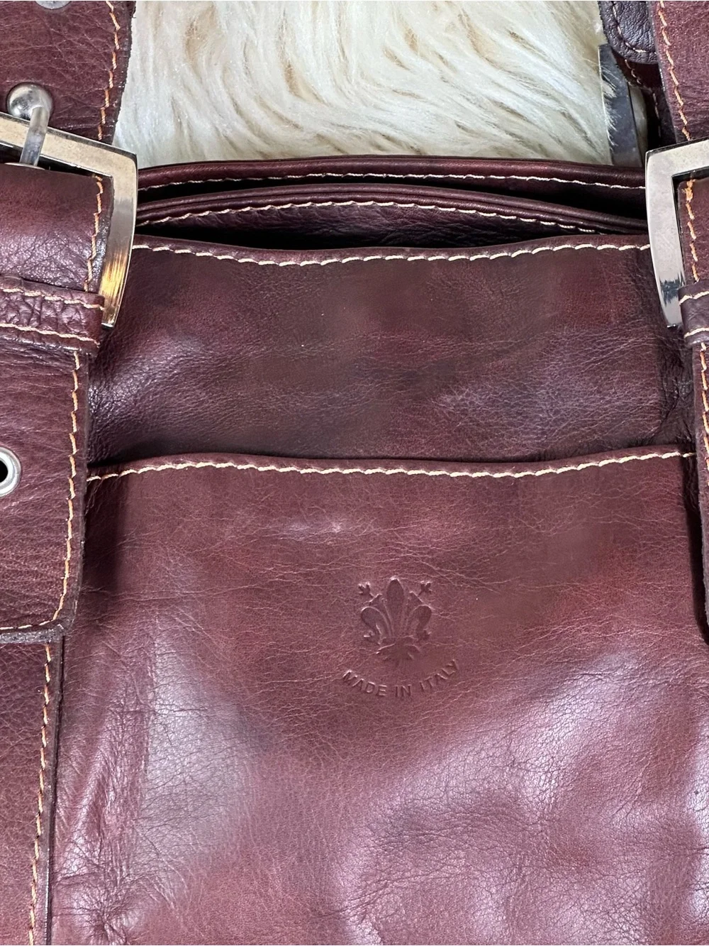 Vera Pelle Chestnut Brown Leather Shoulder Bag